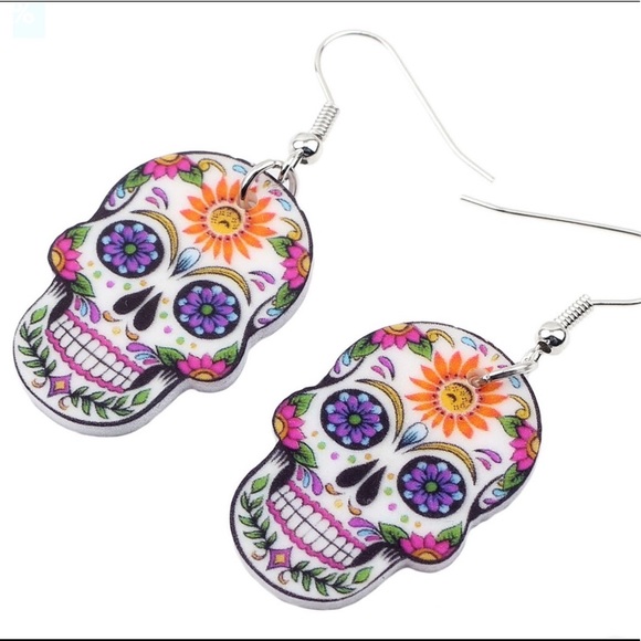 Boutique - No Brand Jewelry - Sugar Skull Multi Color Pierced Earnings NWT